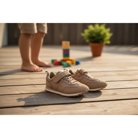H&M Other - HM Kids Sneakers Taupe Brown Athletic Shoes Hook Loop‎ Strap Size US 13.5 EUR 31
